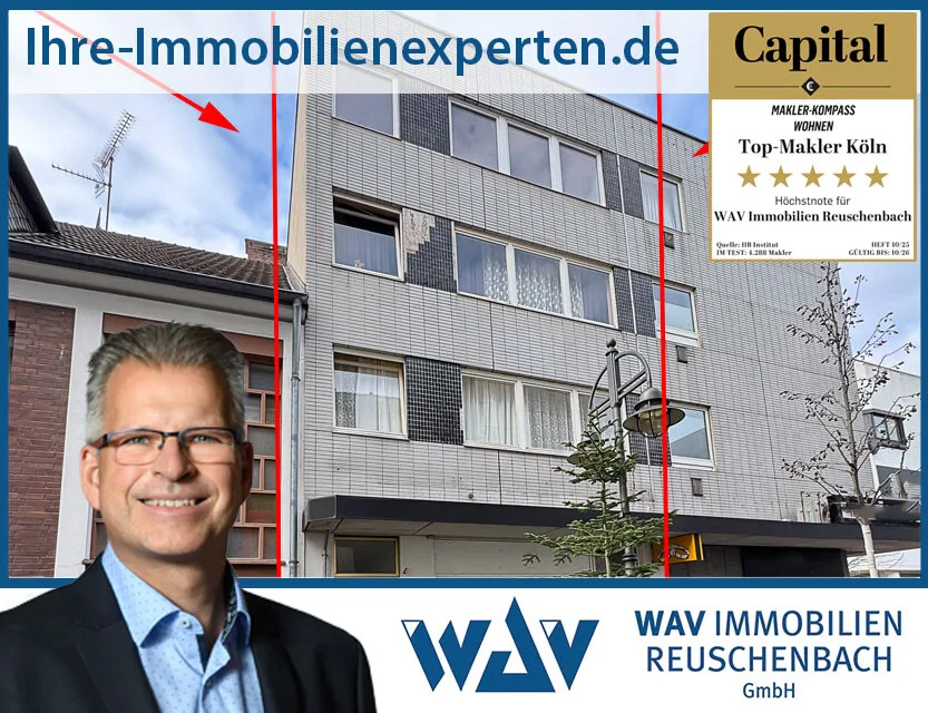 Sanierungsbedürftiges, leerstehendes Wohn- und Geschäftshaus in der Brühler Innenstadt